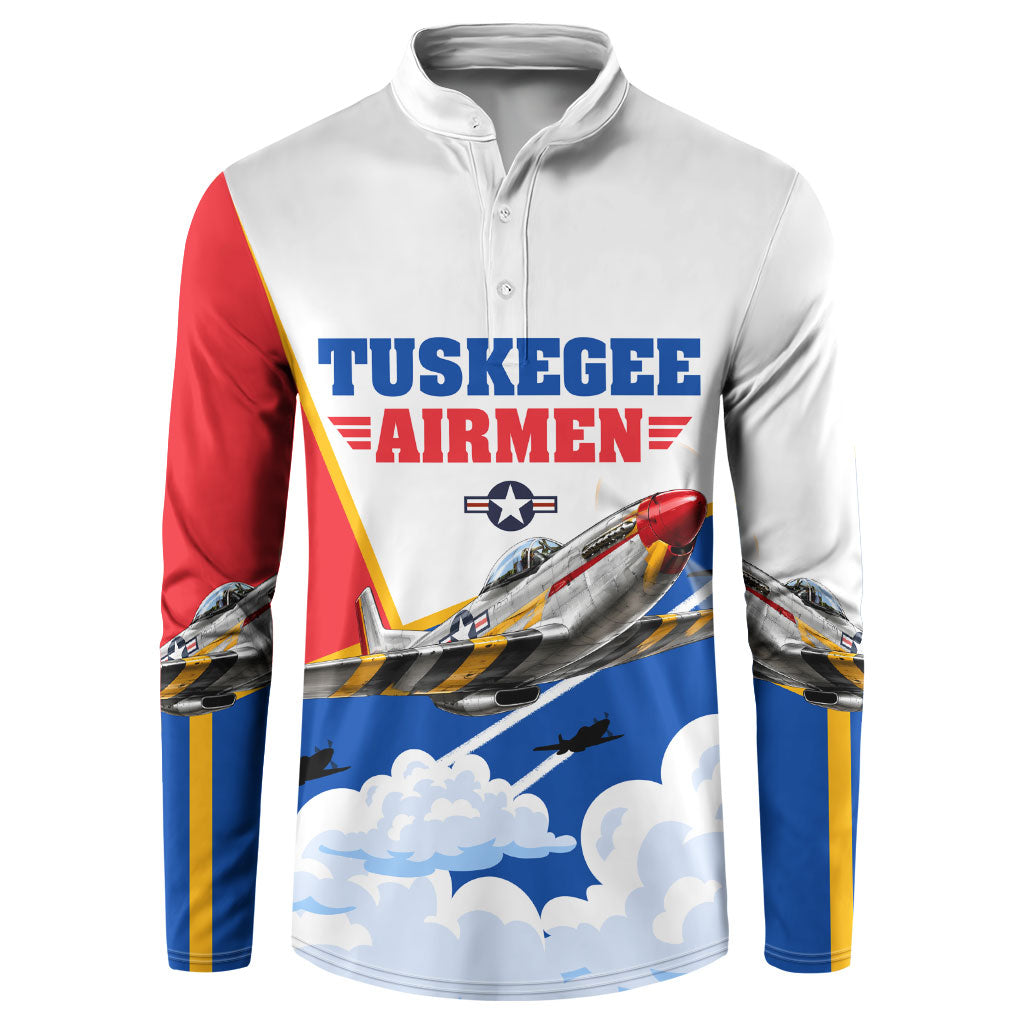 Personalized Tuskegee Airmen Button Sweatshirt Expect To Win P-51 Mustang Patriotic Aviation Art