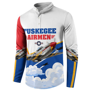 Personalized Tuskegee Airmen Button Sweatshirt Expect To Win P-51 Mustang Patriotic Aviation Art