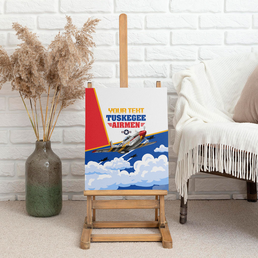 Personalized Tuskegee Airmen Canvas Wall Art Expect To Win P-51 Mustang Patriotic Aviation Art