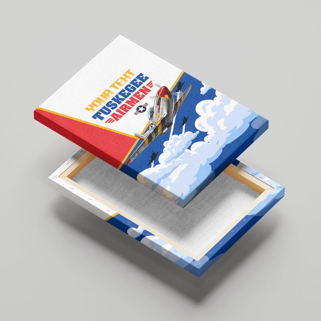 Personalized Tuskegee Airmen Canvas Wall Art Expect To Win P-51 Mustang Patriotic Aviation Art