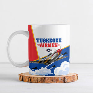 Personalized Tuskegee Airmen Ceramic Mug Expect To Win P-51 Mustang Patriotic Aviation Art