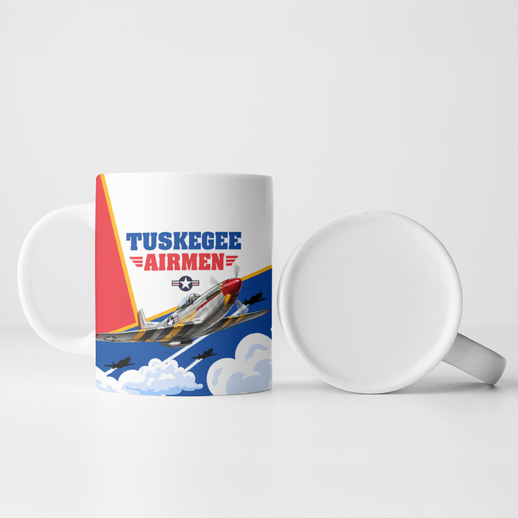 Personalized Tuskegee Airmen Ceramic Mug Expect To Win P-51 Mustang Patriotic Aviation Art