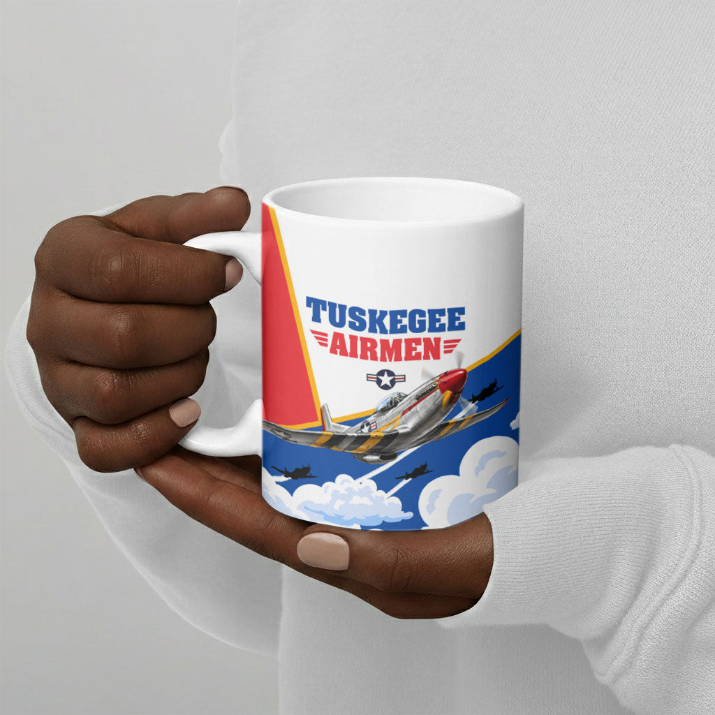 Personalized Tuskegee Airmen Ceramic Mug Expect To Win P-51 Mustang Patriotic Aviation Art