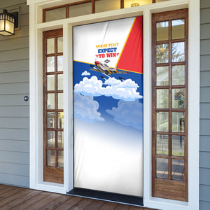 Personalized Tuskegee Airmen Door Cover Expect To Win P-51 Mustang Patriotic Aviation Art