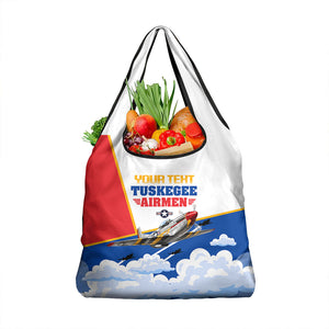 Personalized Tuskegee Airmen Grocery Bag Expect To Win P-51 Mustang Patriotic Aviation Art