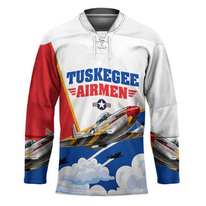 Personalized Tuskegee Airmen Hockey Jersey Expect To Win P-51 Mustang Patriotic Aviation Art