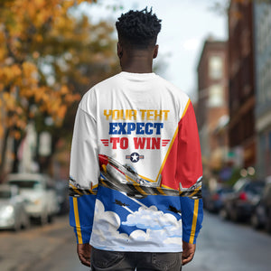 Personalized Tuskegee Airmen Long Sleeve Shirt Expect To Win P-51 Mustang Patriotic Aviation Art