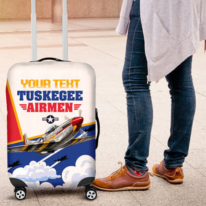 Personalized Tuskegee Airmen Luggage Cover Expect To Win P-51 Mustang Patriotic Aviation Art