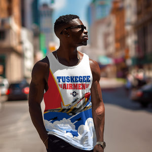Personalized Tuskegee Airmen Men Tank Top Expect To Win P-51 Mustang Patriotic Aviation Art