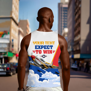 Personalized Tuskegee Airmen Men Tank Top Expect To Win P-51 Mustang Patriotic Aviation Art
