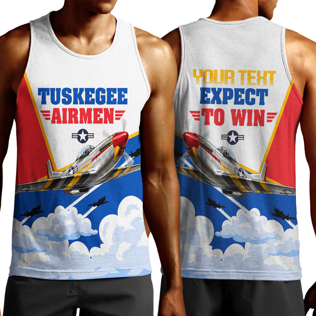 Personalized Tuskegee Airmen Men Tank Top Expect To Win P-51 Mustang Patriotic Aviation Art