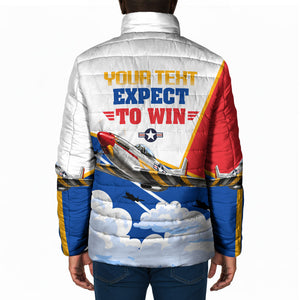 Personalized Tuskegee Airmen Padded Jacket Expect To Win P-51 Mustang Patriotic Aviation Art