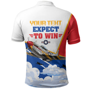 Personalized Tuskegee Airmen Polo Shirt Expect To Win P-51 Mustang Patriotic Aviation Art