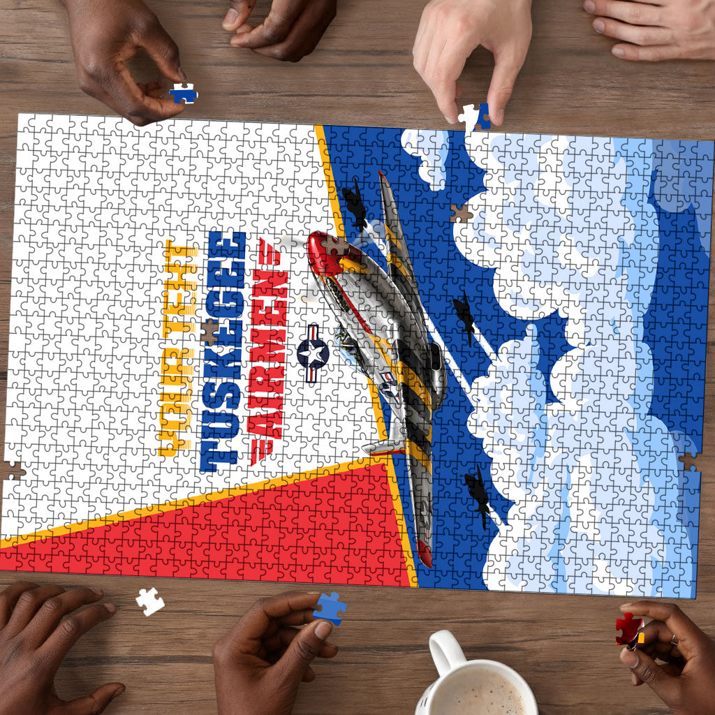 Personalized Tuskegee Airmen Puzzle Expect To Win P-51 Mustang Patriotic Aviation Art