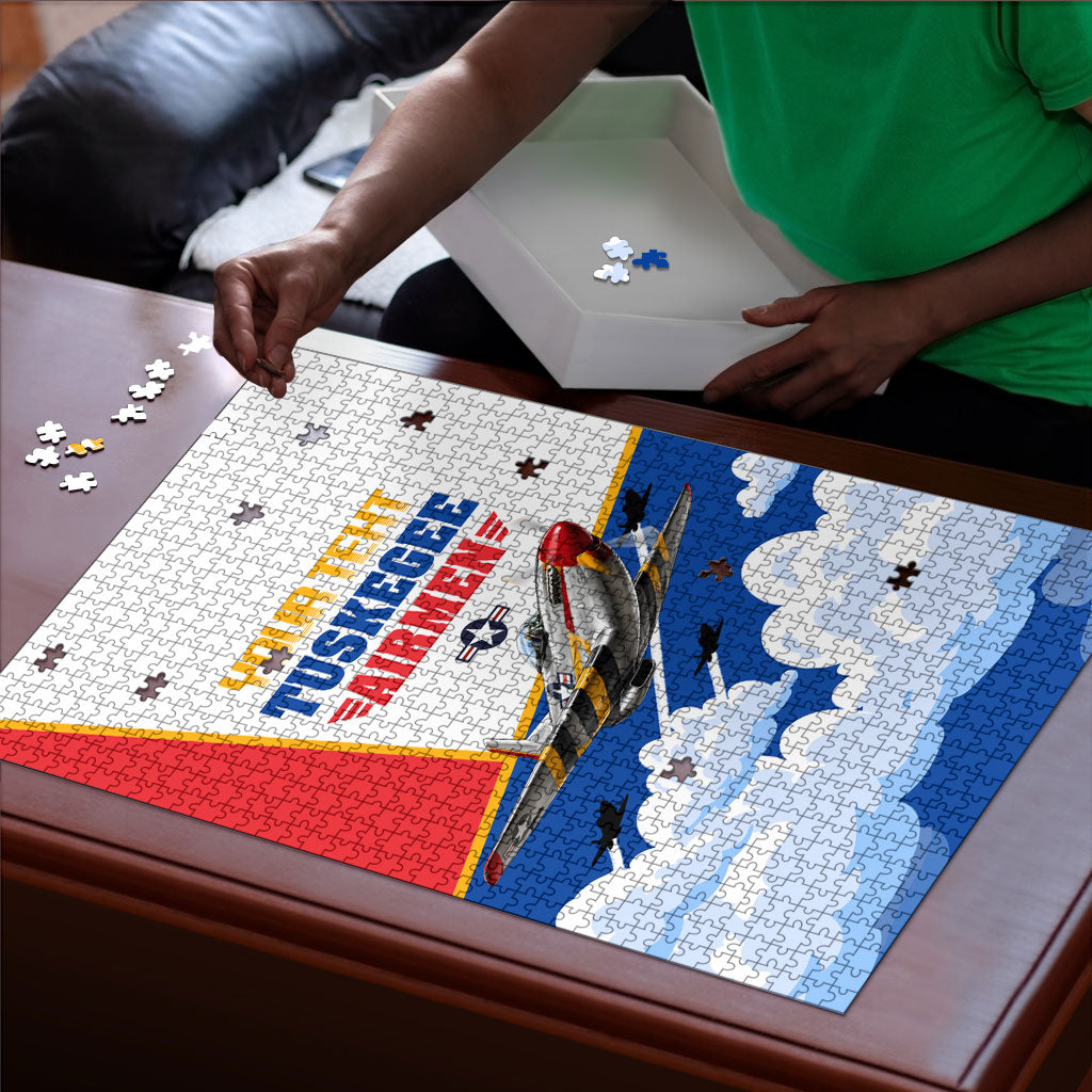 Personalized Tuskegee Airmen Puzzle Expect To Win P-51 Mustang Patriotic Aviation Art