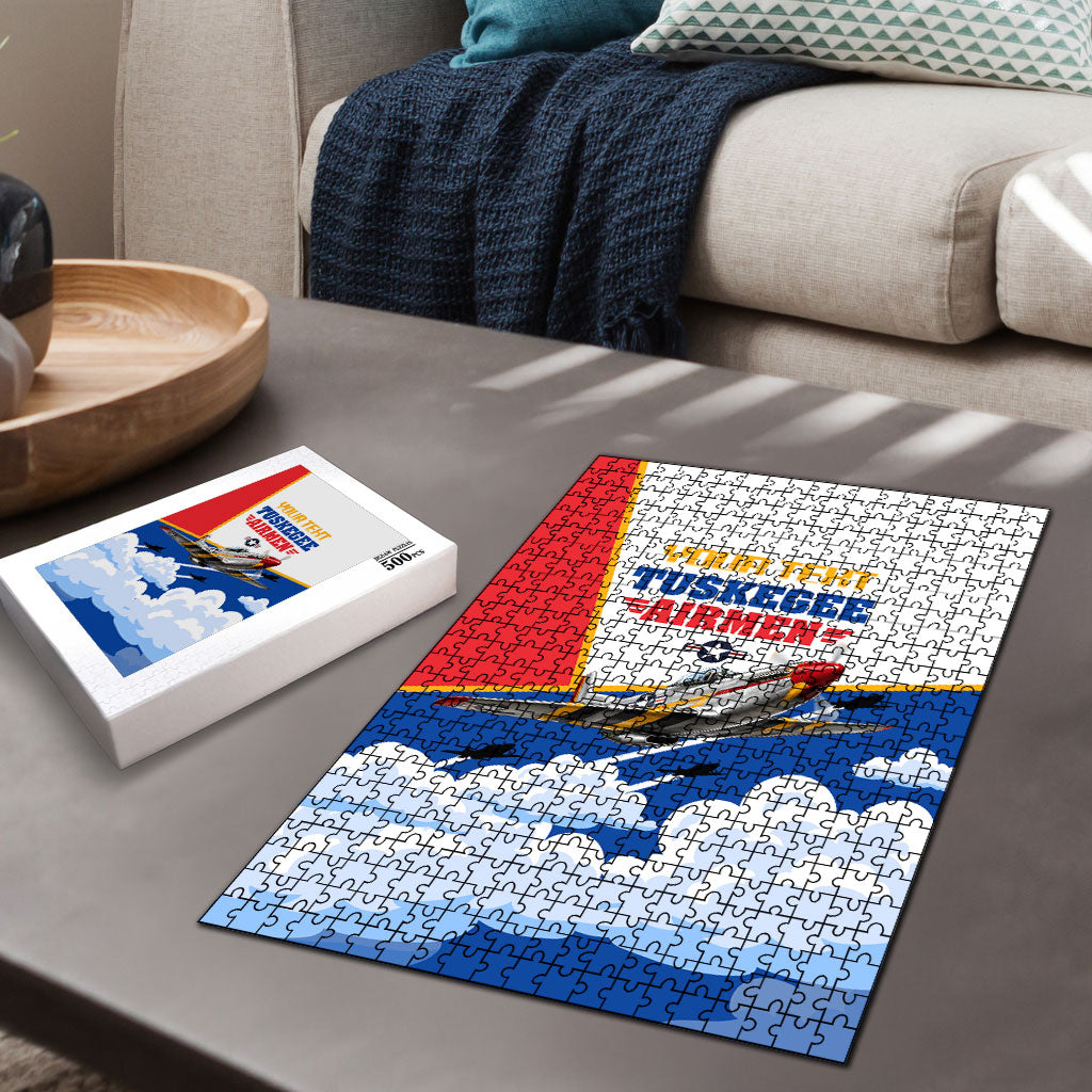Personalized Tuskegee Airmen Puzzle Expect To Win P-51 Mustang Patriotic Aviation Art