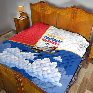 Personalized Tuskegee Airmen Quilt Expect To Win P-51 Mustang Patriotic Aviation Art