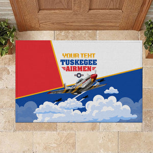 Personalized Tuskegee Airmen Rubber Doormat Expect To Win P-51 Mustang Patriotic Aviation Art