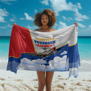 Personalized Tuskegee Airmen Sarong Expect To Win P-51 Mustang Patriotic Aviation Art