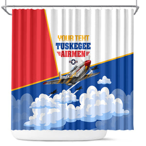 Personalized Tuskegee Airmen Shower Curtain Expect To Win P-51 Mustang Patriotic Aviation Art