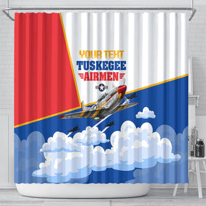 Personalized Tuskegee Airmen Shower Curtain Expect To Win P-51 Mustang Patriotic Aviation Art