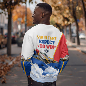 Personalized Tuskegee Airmen Sweatshirt Expect To Win P-51 Mustang Patriotic Aviation Art
