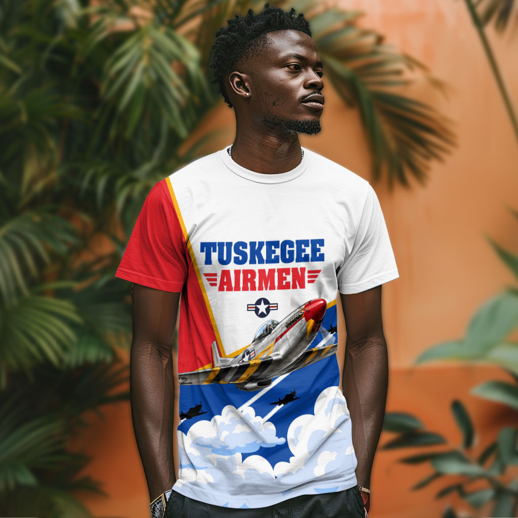 Personalized Tuskegee Airmen T shirt Expect To Win P-51 Mustang Patriotic Aviation Art