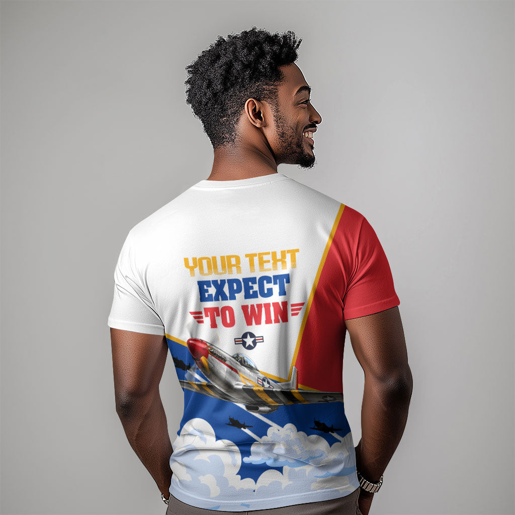 Personalized Tuskegee Airmen T shirt Expect To Win P-51 Mustang Patriotic Aviation Art