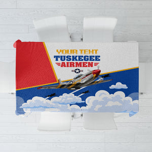 Personalized Tuskegee Airmen Tablecloth Expect To Win P-51 Mustang Patriotic Aviation Art