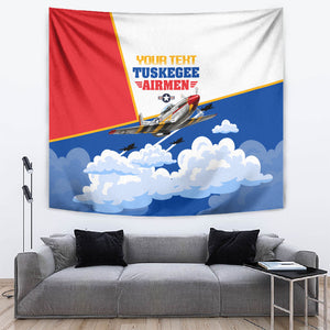Personalized Tuskegee Airmen Tapestry Expect To Win P-51 Mustang Patriotic Aviation Art