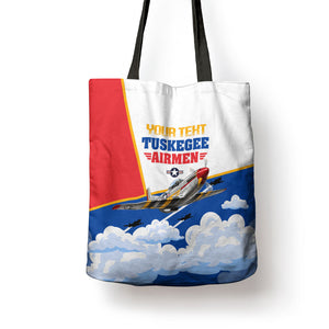 Personalized Tuskegee Airmen Tote Bag Expect To Win P-51 Mustang Patriotic Aviation Art