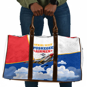 Personalized Tuskegee Airmen Travel Bag Expect To Win P-51 Mustang Patriotic Aviation Art