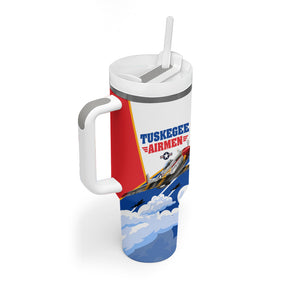 Personalized Tuskegee Airmen Tumbler With Handle Expect To Win P-51 Mustang Patriotic Aviation Art