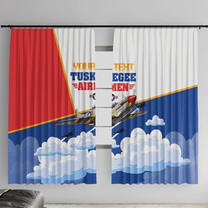 Personalized Tuskegee Airmen Window Curtain Expect To Win P-51 Mustang Patriotic Aviation Art