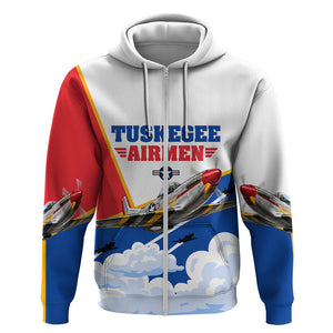 Personalized Tuskegee Airmen Zip Hoodie Expect To Win P-51 Mustang Patriotic Aviation Art