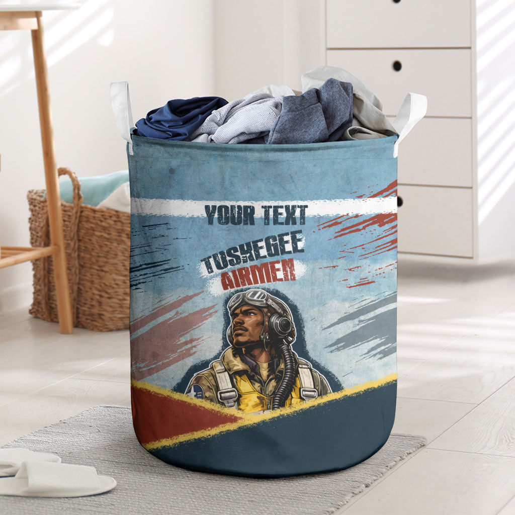 Personalized Tuskegee Airmen Laundry Basket Believe In Yourself Vintage WWII Military Aviation Art