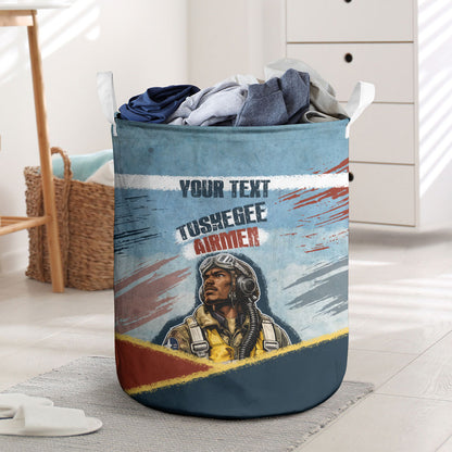 Personalized Tuskegee Airmen Laundry Basket Believe In Yourself Vintage WWII Military Aviation Art