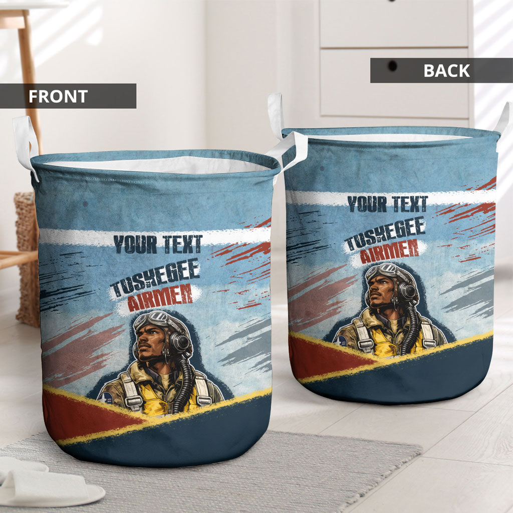 Personalized Tuskegee Airmen Laundry Basket Believe In Yourself Vintage WWII Military Aviation Art