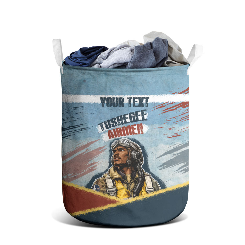 Personalized Tuskegee Airmen Laundry Basket Believe In Yourself Vintage WWII Military Aviation Art