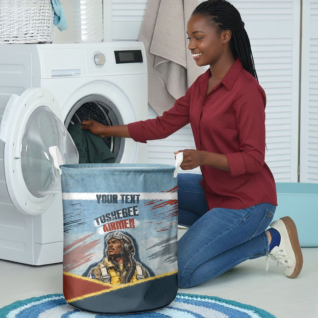 Personalized Tuskegee Airmen Laundry Basket Believe In Yourself Vintage WWII Military Aviation Art