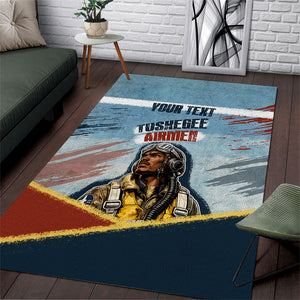 Personalized Tuskegee Airmen Area Rug Believe In Yourself Vintage WWII Military Aviation Art