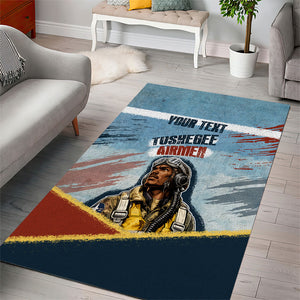 Personalized Tuskegee Airmen Area Rug Believe In Yourself Vintage WWII Military Aviation Art