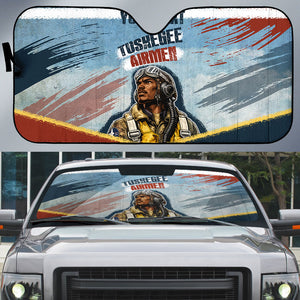Personalized Tuskegee Airmen Auto Sun Shade Believe In Yourself Vintage WWII Military Aviation Art
