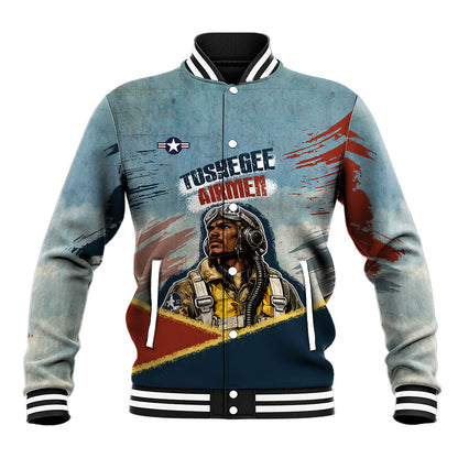 Personalized Tuskegee Airmen Baseball Jacket Believe In Yourself Vintage WWII Military Aviation Art