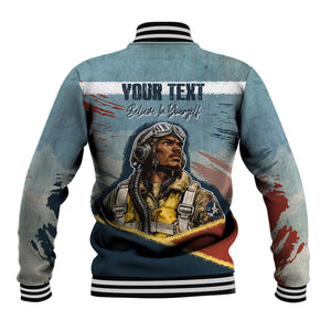 Personalized Tuskegee Airmen Baseball Jacket Believe In Yourself Vintage WWII Military Aviation Art