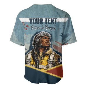 Personalized Tuskegee Airmen Baseball Jersey Believe In Yourself Vintage WWII Military Aviation Art