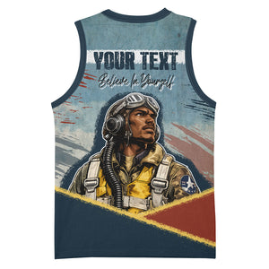 Personalized Tuskegee Airmen Basketball Jersey Believe In Yourself Vintage WWII Military Aviation Art