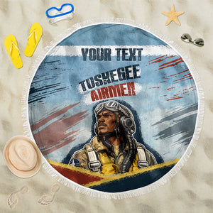Personalized Tuskegee Airmen Beach Blanket Believe In Yourself Vintage WWII Military Aviation Art