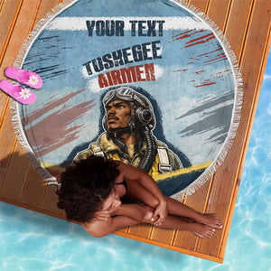 Personalized Tuskegee Airmen Beach Blanket Believe In Yourself Vintage WWII Military Aviation Art