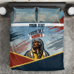 Personalized Tuskegee Airmen Bedding Set Believe In Yourself Vintage WWII Military Aviation Art